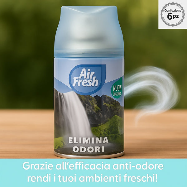 Air Fresh Deomatic Ricariche Profumatore Ambiente 6x250ml Spray Elimina Odori