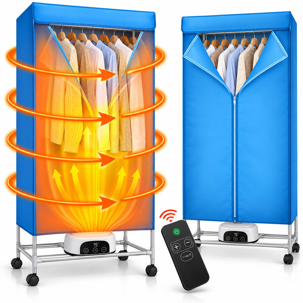 Asciugabiancheria Elettrico ad Armadio 1200W con Telecomando Timer e Display