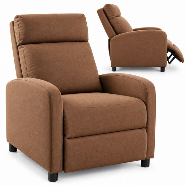 Ergonomic Push-Back Fabric Recliner Chair with Footrest 150 kg Brown