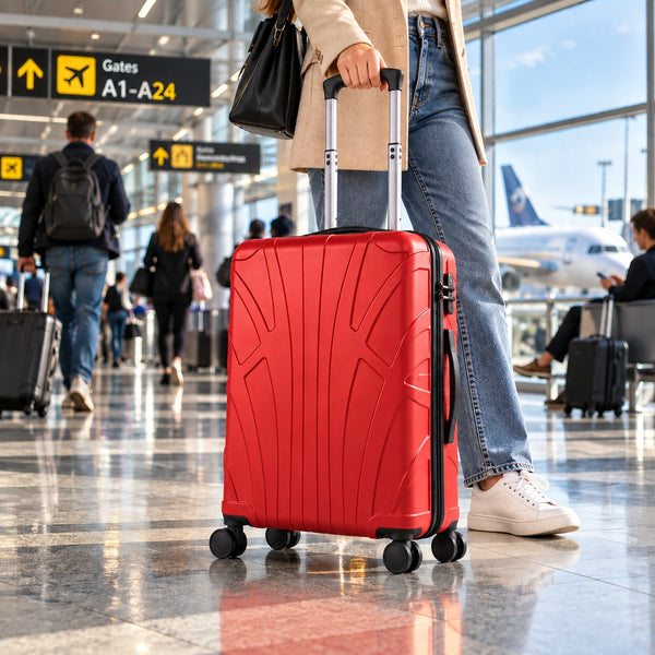Carry-on Suitcase 40x20x55 cm Hardshell Cabin Trolley Red